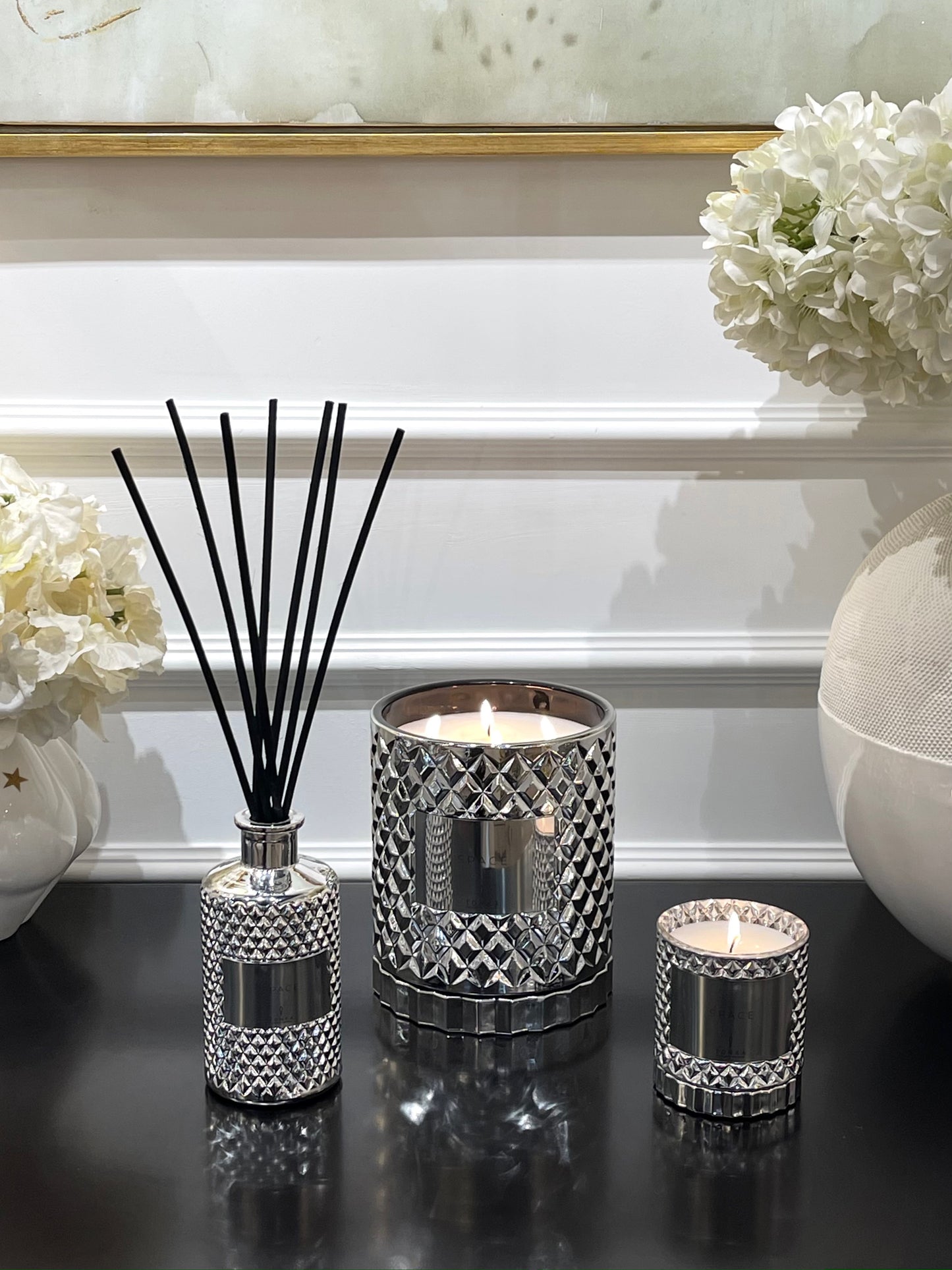 Candle SPACE glass silver