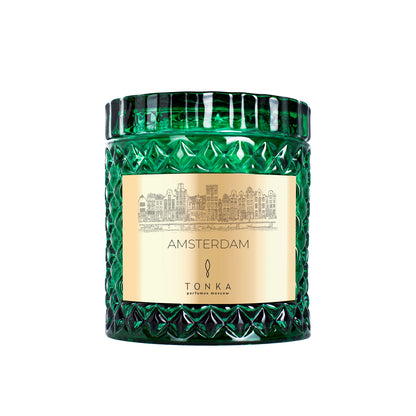 Candle AMSTERDAM glass green